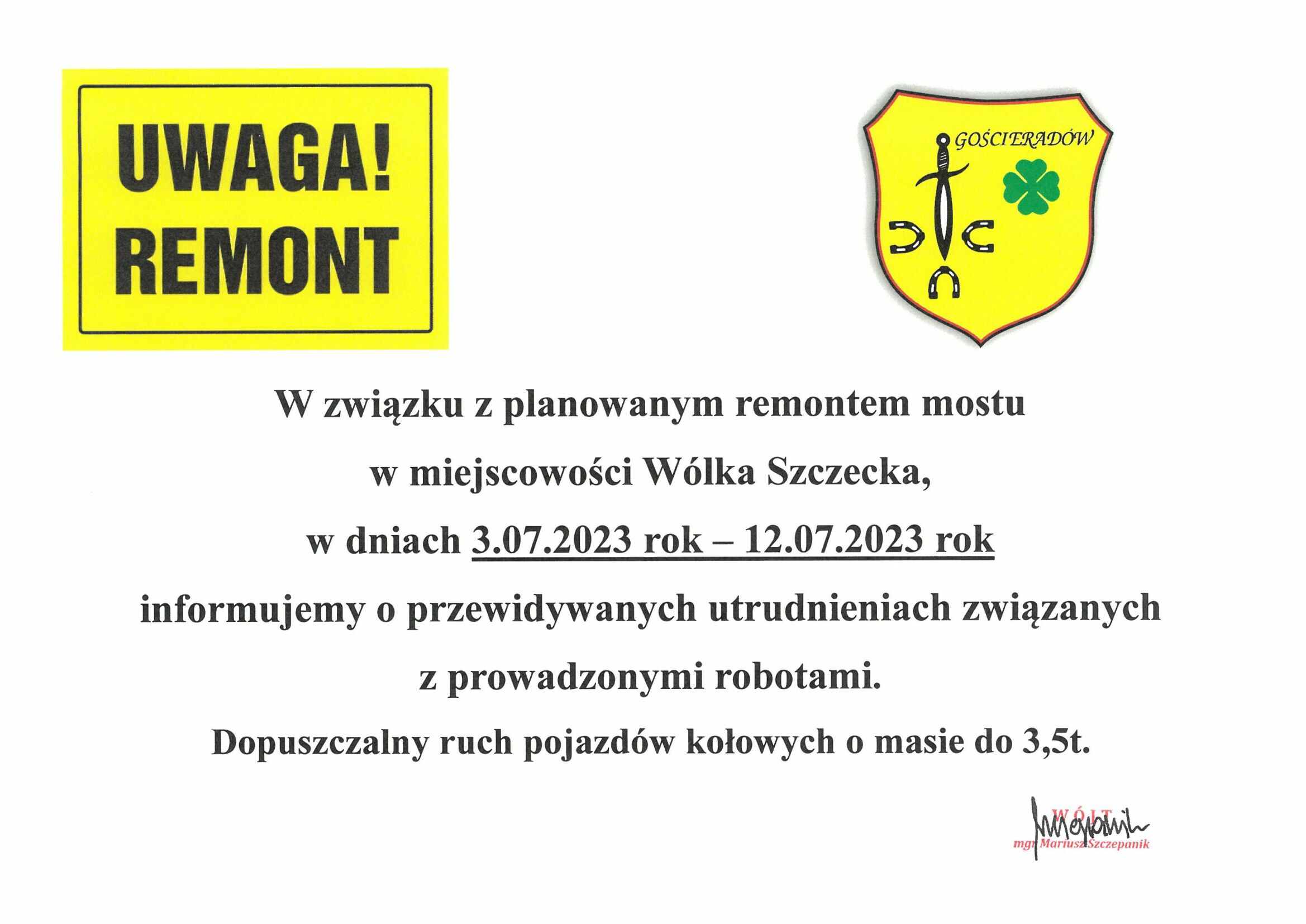 plakat z informacjami