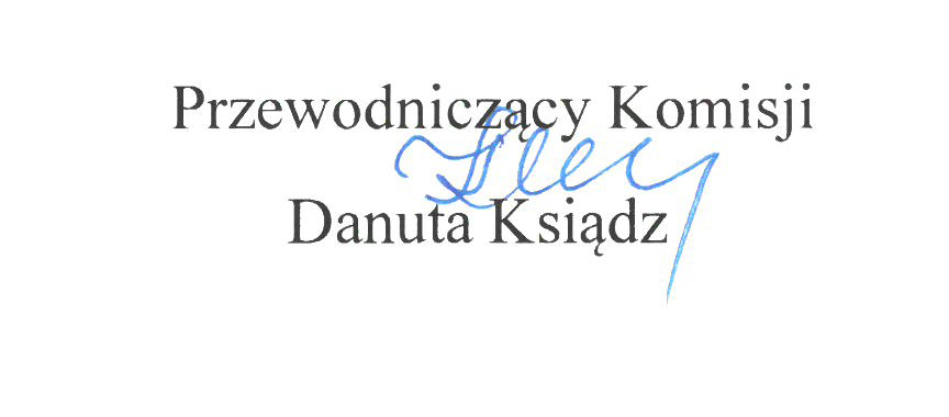 Podpis Przewodniczący komisji Danuta Ksiądz