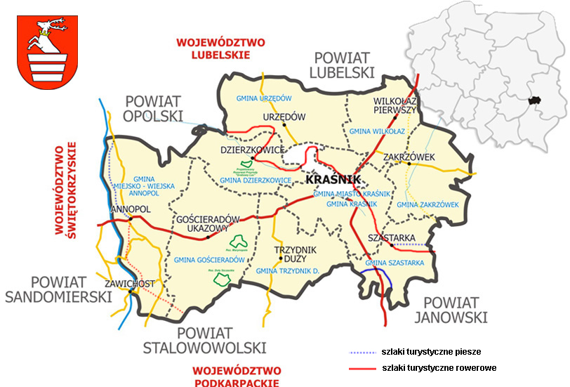 Mapa Powiatu Kraśnickiego