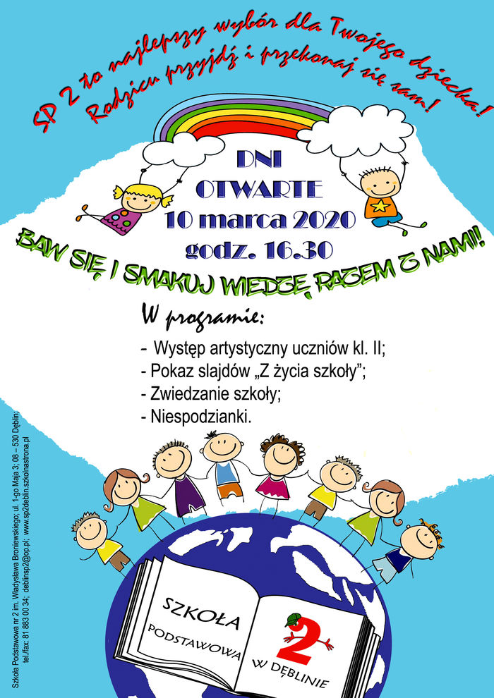Plakat - Dzień Otwarty w Szkole Podstawowej nr 2 w Dęblinie