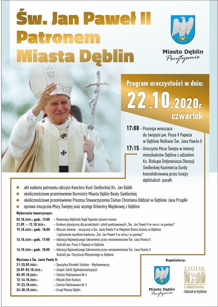 Tytuł plakatu : Św. Jan Paweł II Patronem Miasta Dęblin