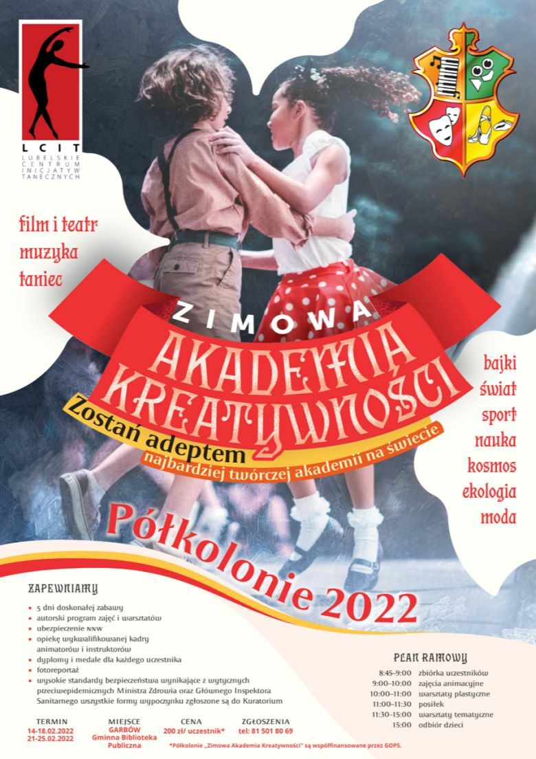plakat półkolonie zimowe 2022