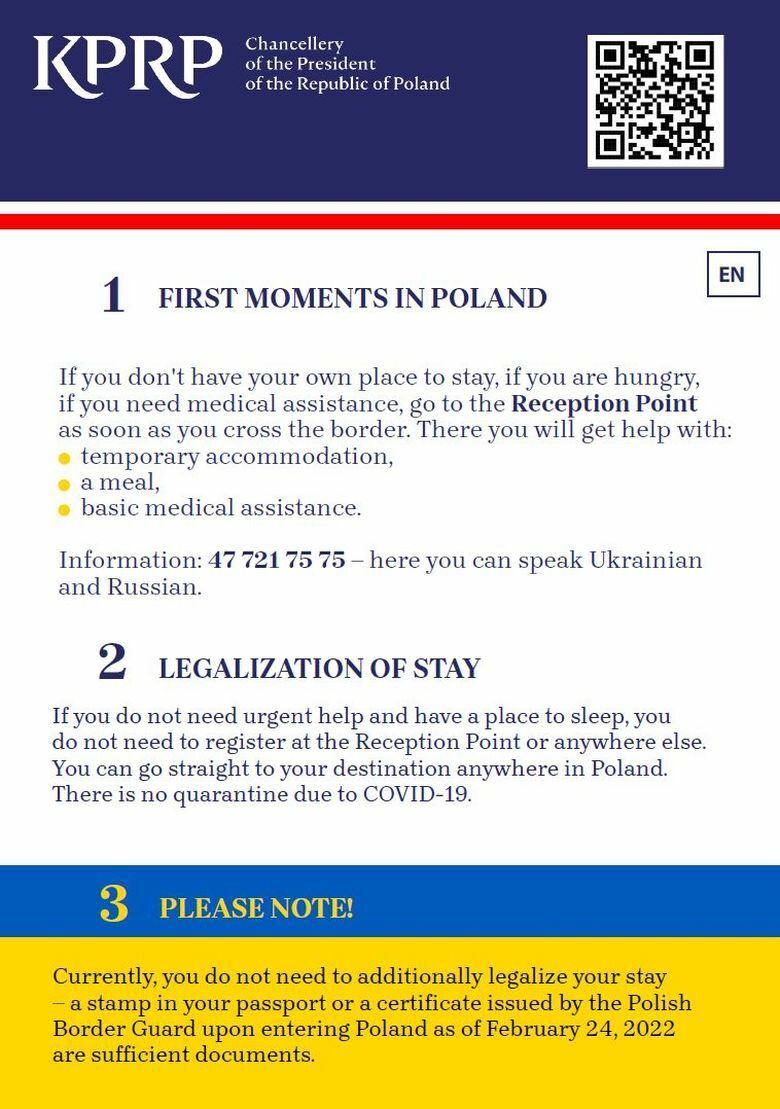 Ulotka informacyjna dla uchodźców z Ukrainy - angielski 1