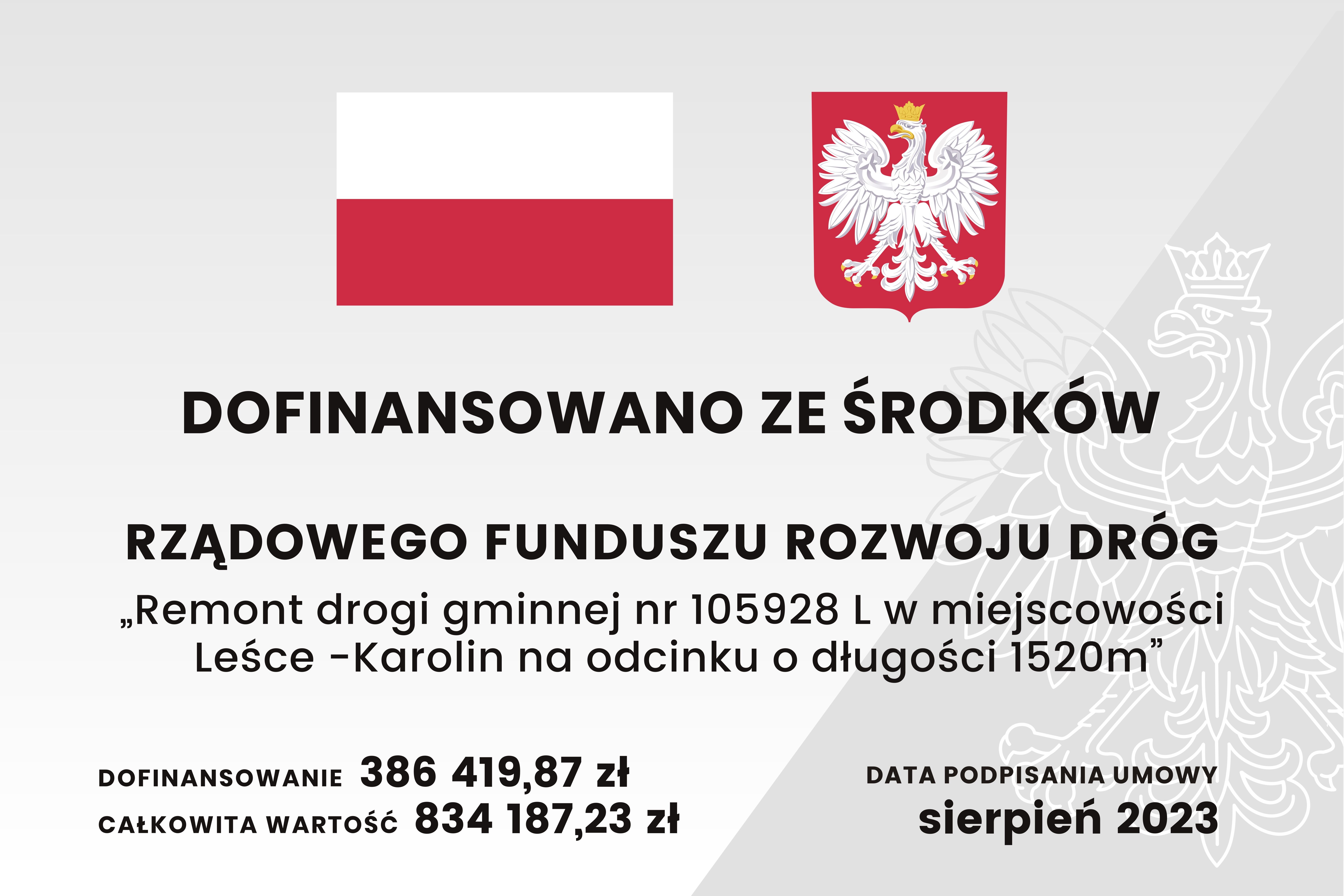 Tablica promocyjna droga Karolin-Leśce