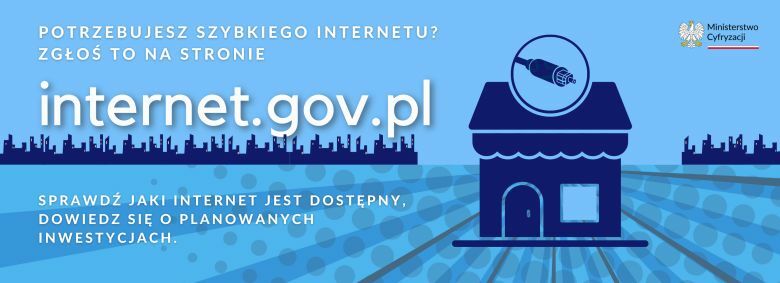 niebieska grafika rekalmująca portal internet.gov.pl