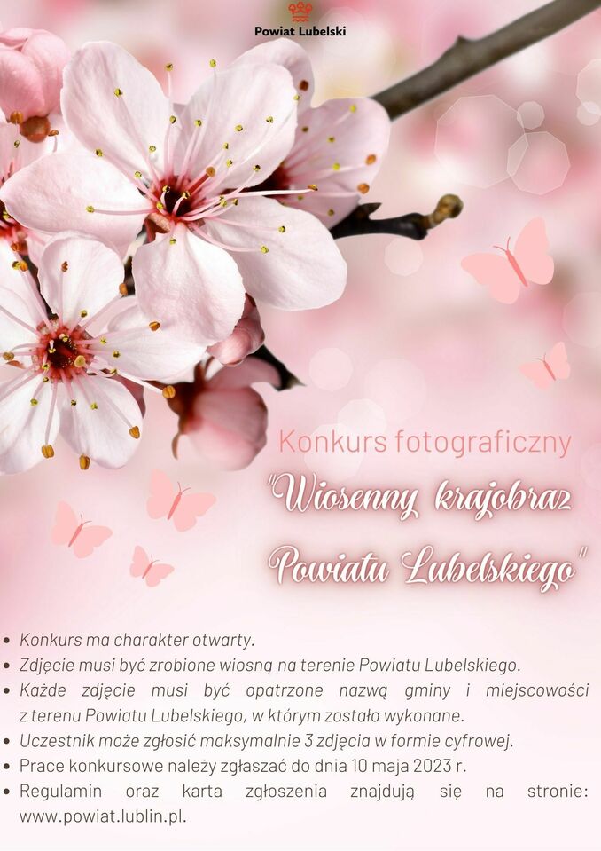 Plakat konkursu fotograficznego Wiosenny krajobraz Powiatu Lubelskiego