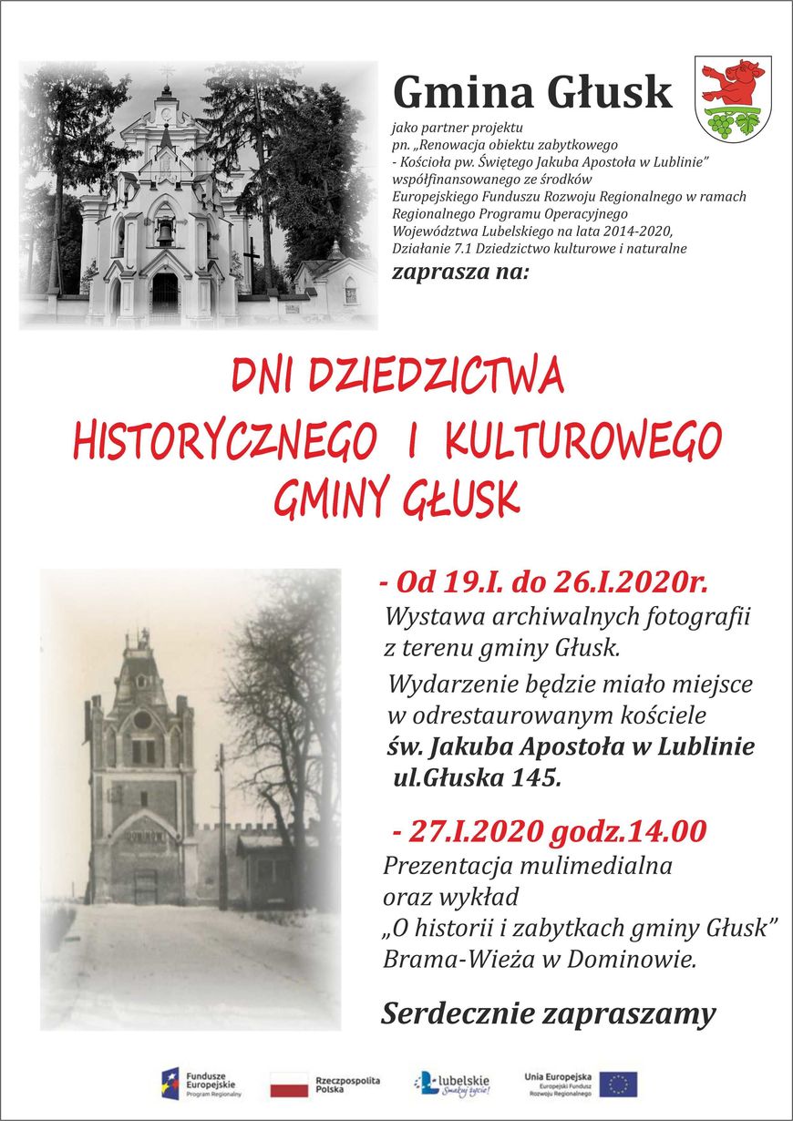 DNI DZIEDZICTWA HISTORYCZNEGO I KULTURALNEGO GMINY GŁUSK - PLAKAT