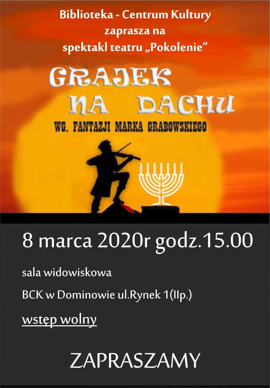 Plakat - GRAJEK NA DACHU WG. FANTAZJI MARKA GRABOWSKIEGO