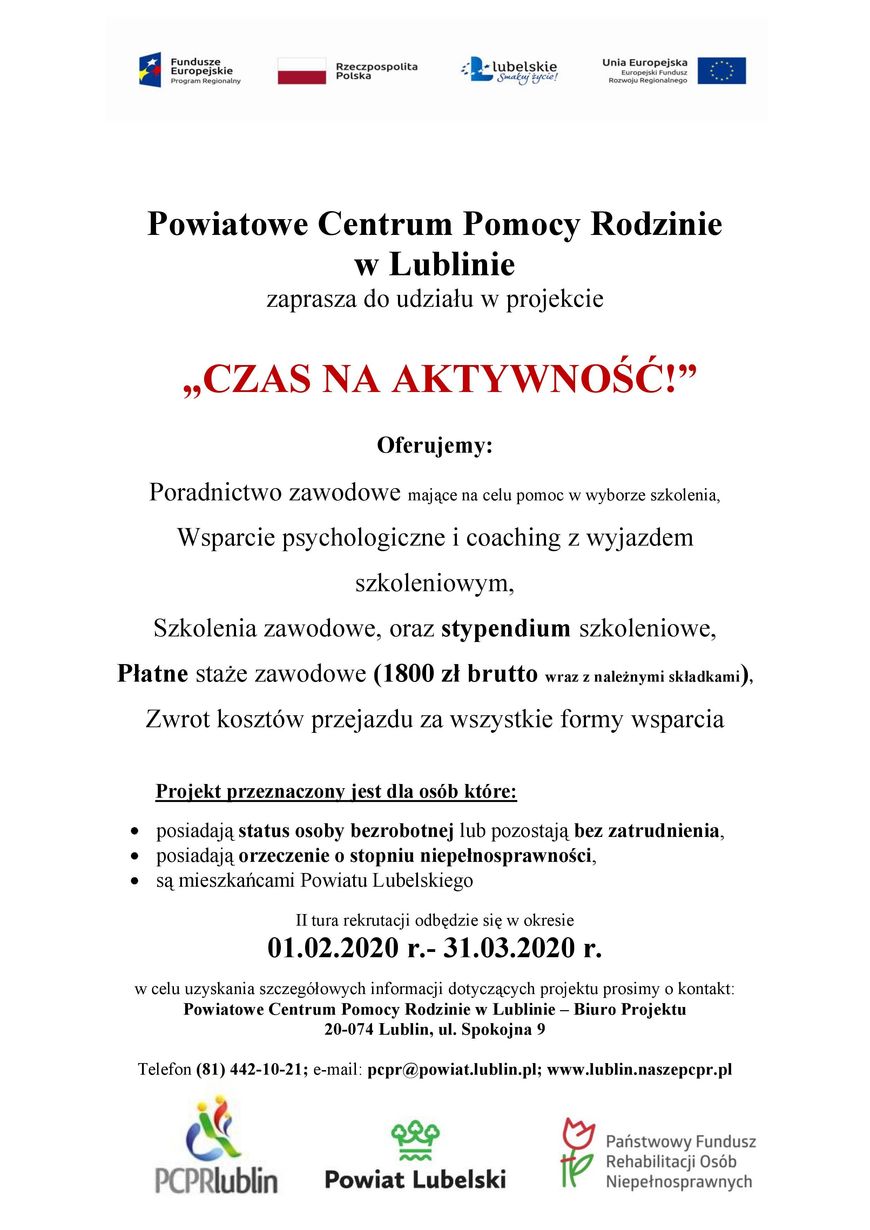 Czas na aktywność! - ulotka