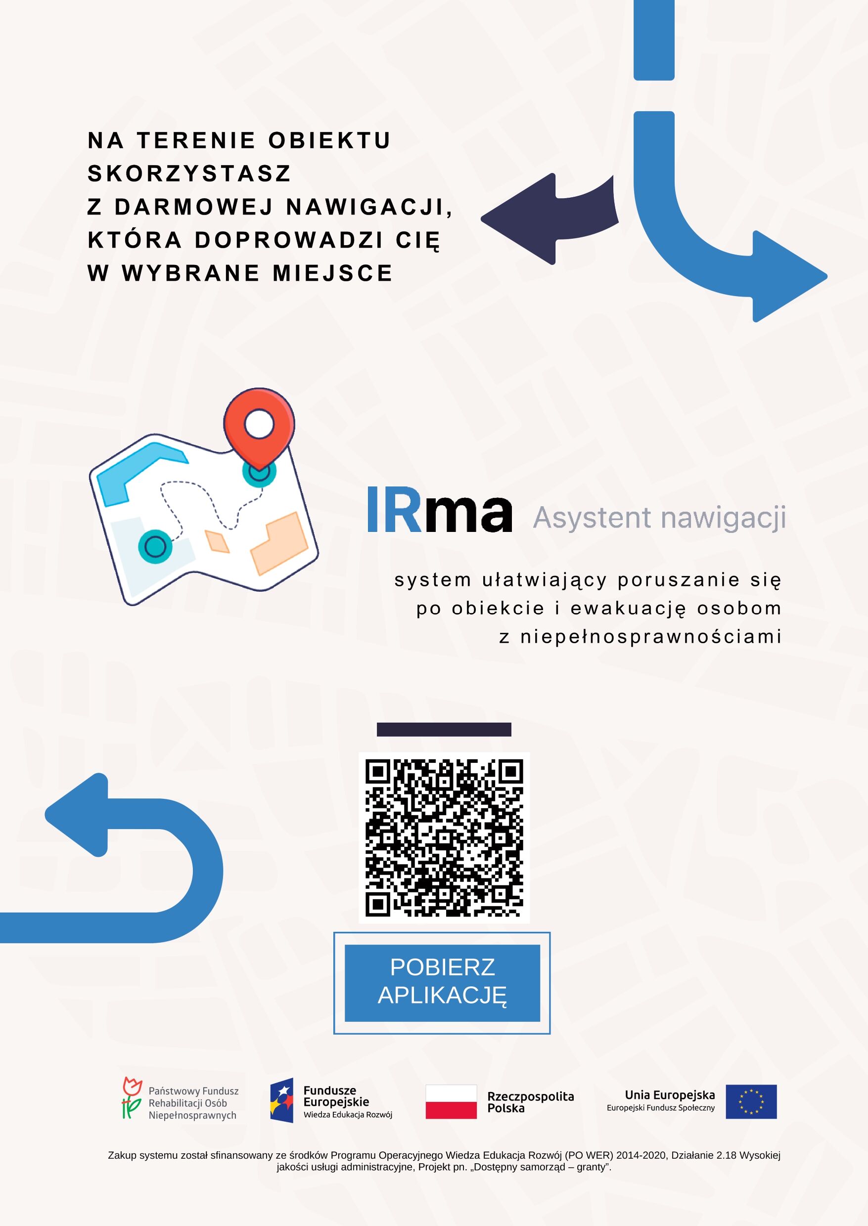 plakat z kodem QR do aplikacji IRma