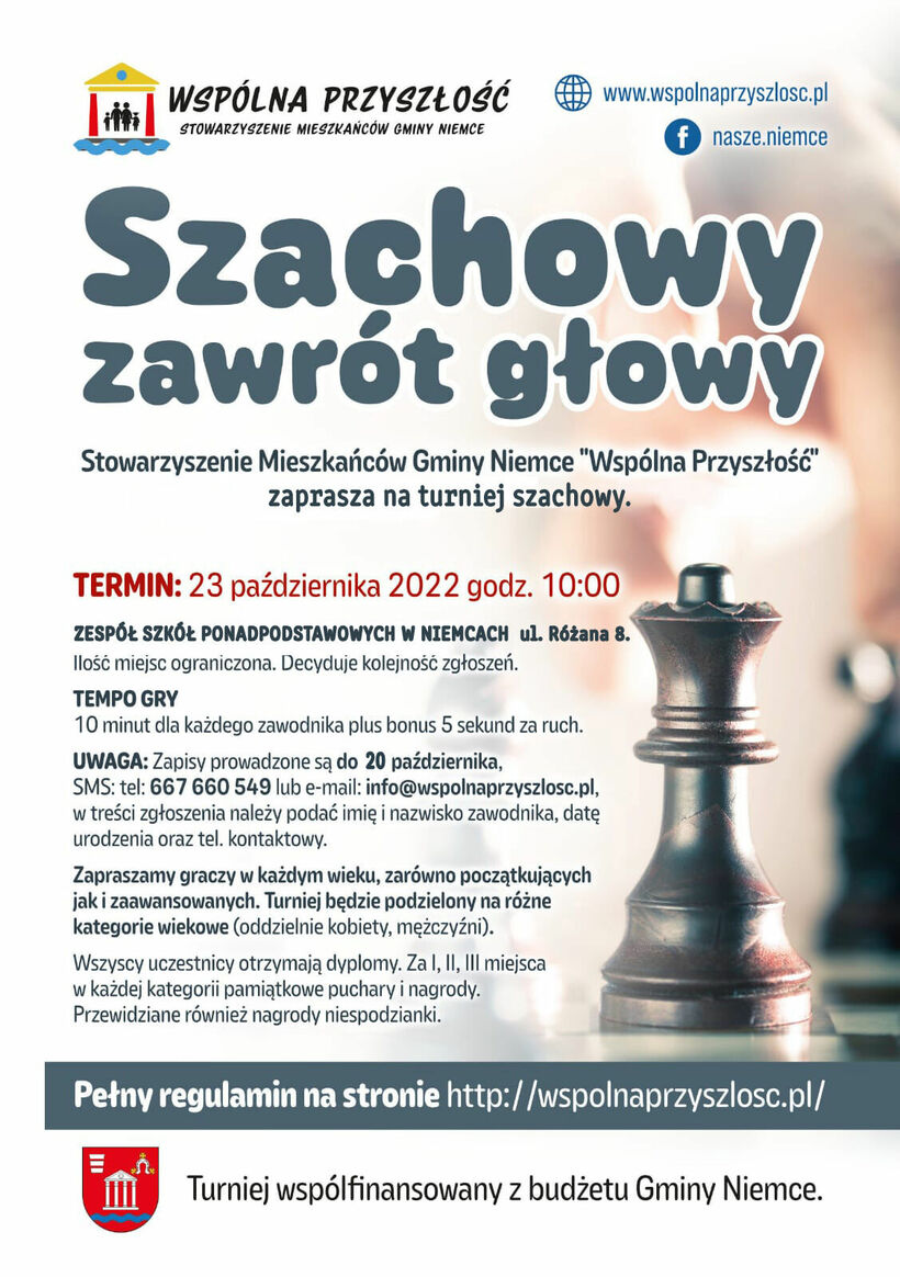 Plakat informujący o turnieju szachowym