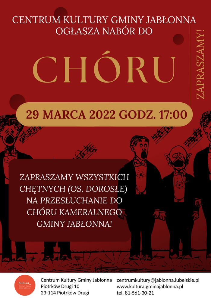 Nabór do chóru gminnego, 29 marca 2022 godzina 17.00