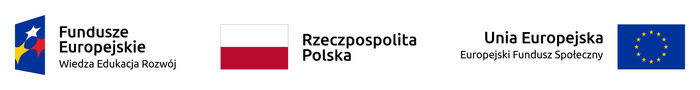 logotyp: fundusze europejskie wiedza edukacja rozwój, flaga Rzeczpospolita Polska, flaga Unii Europejskiej