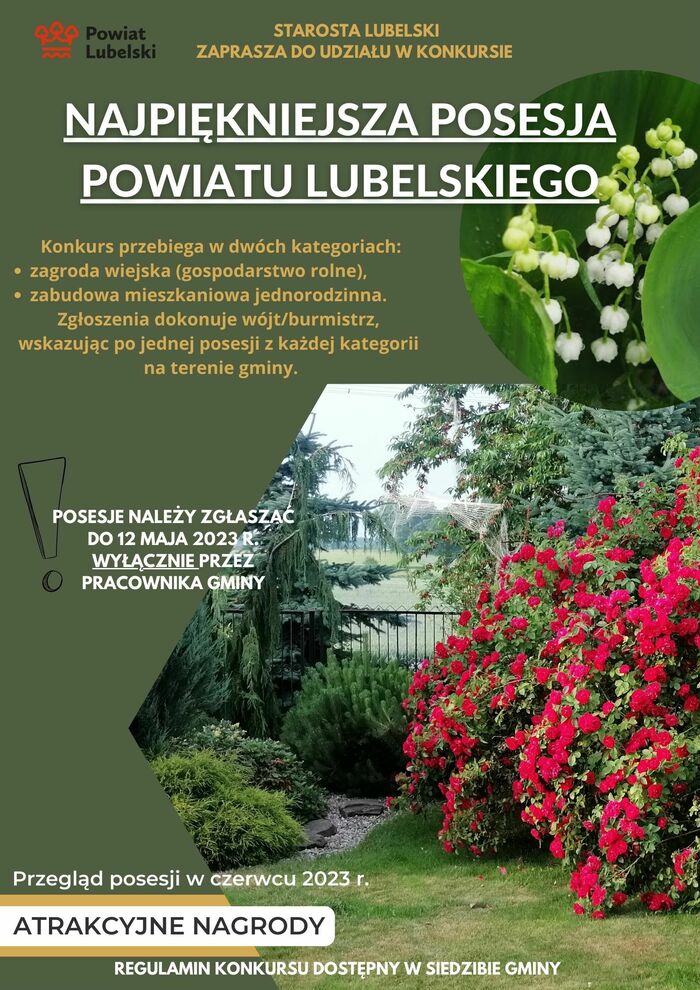 plakat najpiękniejsza posesja powiatu lubelskiego