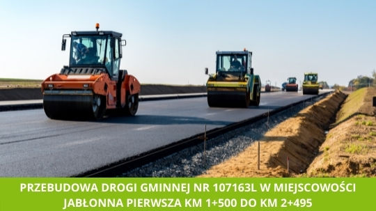 Przebudowa drogi gminnej Nr 107163L w miejscowości Jabłonna Pierwsza km 1+500 do km 2+495