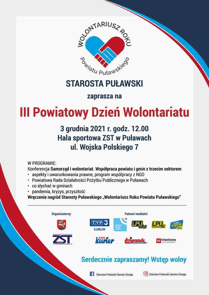 Plakat Wolontariusz Roku Powiatu Puławskiego