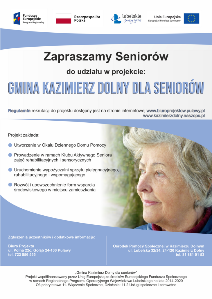 plakat Gmina Kazimierz Dolny Dla Seniorów
