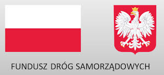 Flaga i godło Polski napis FUNDUSZ DRÓG SAMORZĄDOWYCH