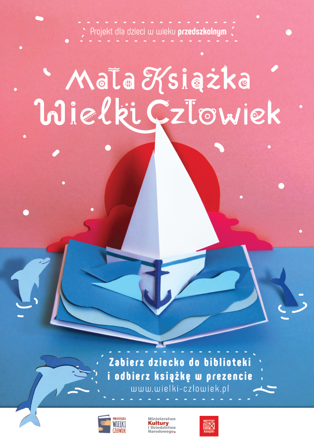 Plakat: Projekt dla dzieci w wieku przedszkolnym Mata Książka Wielki Człowiek Zabierz dziecko do biblioteki i odbierz książkę w prezencie www.wielki-czlowiek.pl