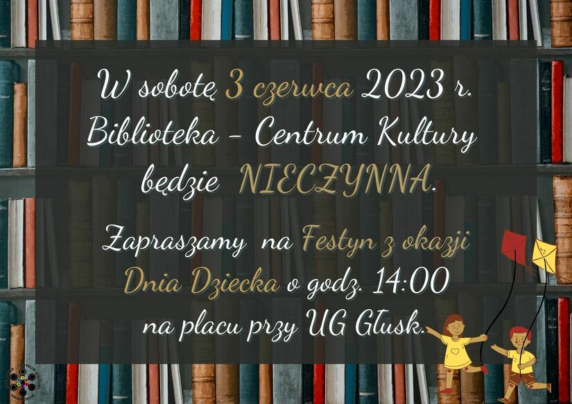 Grafika z informacją o zamknięciu Biblioteki/.