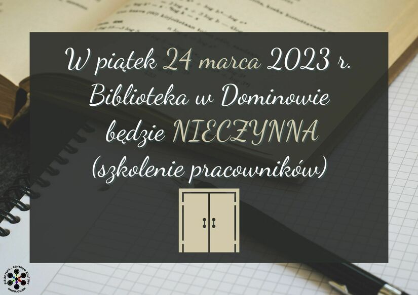 Grafika z informacją o zamknięciu biblioteki.