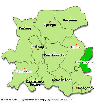 Mapa z lokalizacja gminy Markuszów