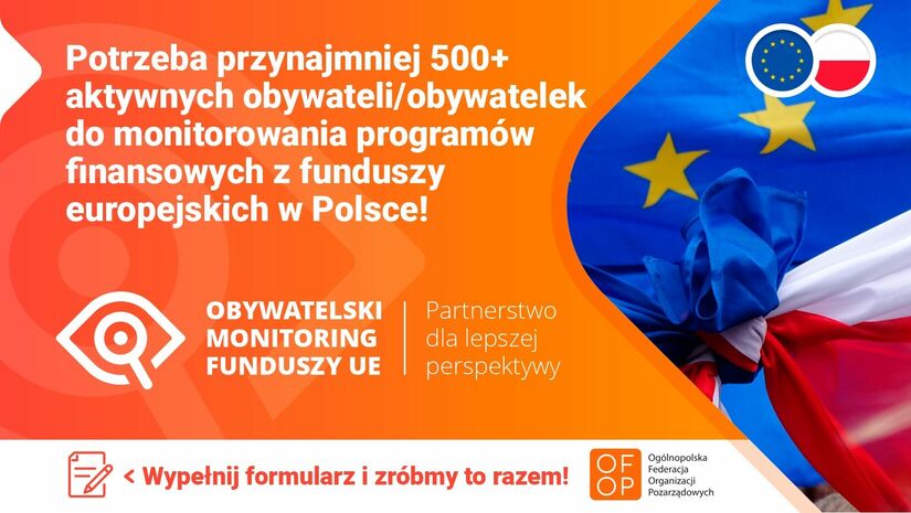 Plakat informacja dot. monitorowania funduszy UE
