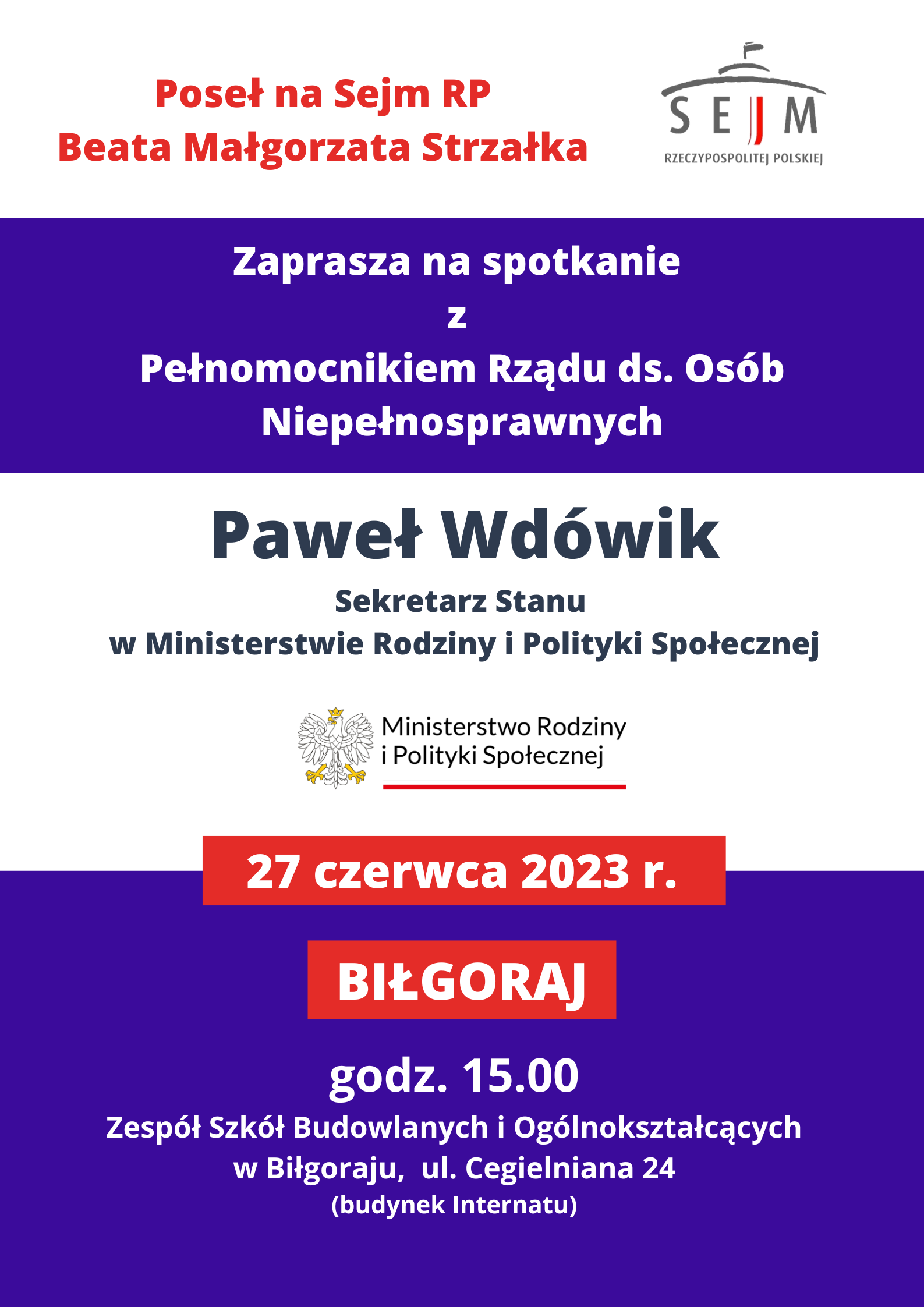 Plakat Zaproszenie na spotkanie z z Panem Pawłem Wdówik