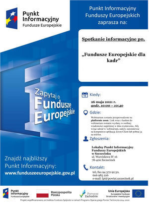 Fundusze Europejskie dla kadr 26.05.2021 r.