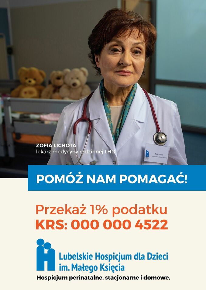 plakat promocyjny 1% podatku przeznaczony na hospicjum dla dzieci im. małego księcia w lublinie