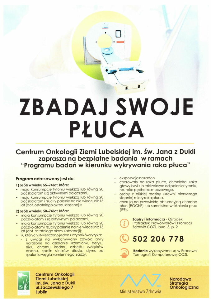 plakat badania profilaktycznego zbadaj swoje płuca