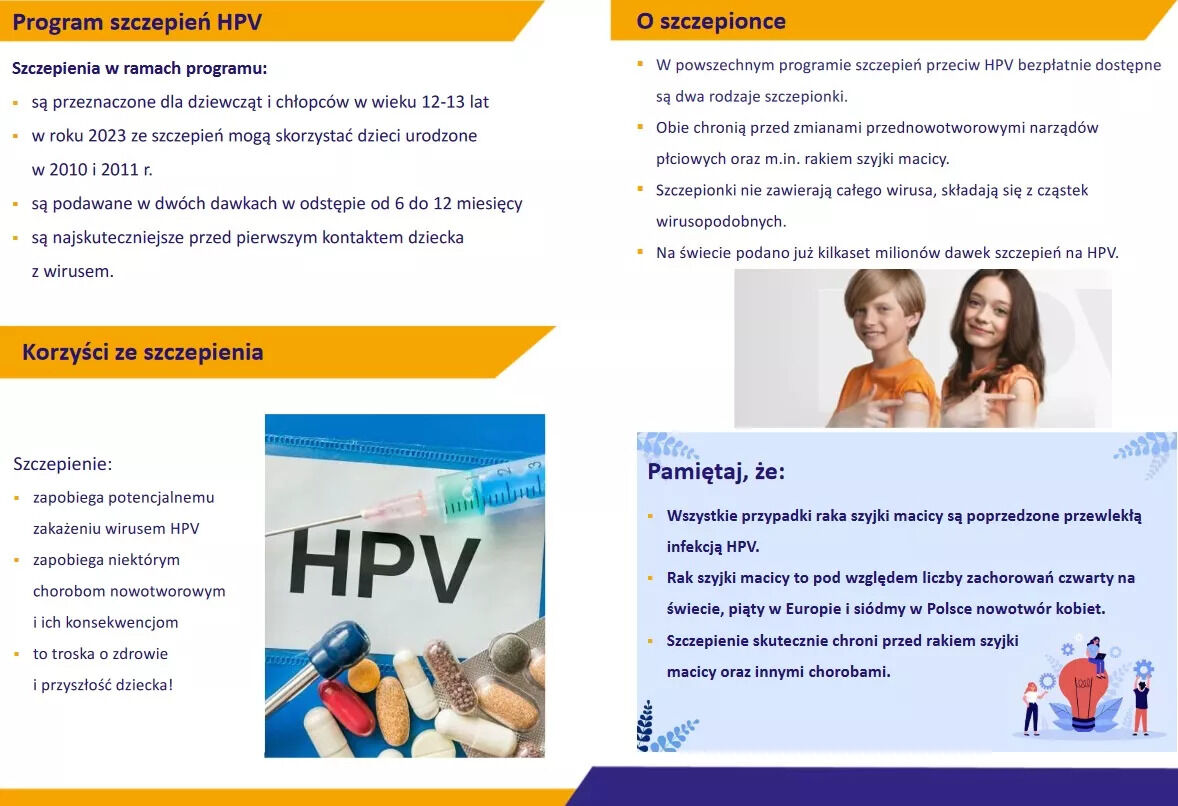 fragment ulotki nt. szczepień przeciwko HPV