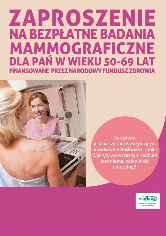 plakat wydarzenia - darmowa mammografia