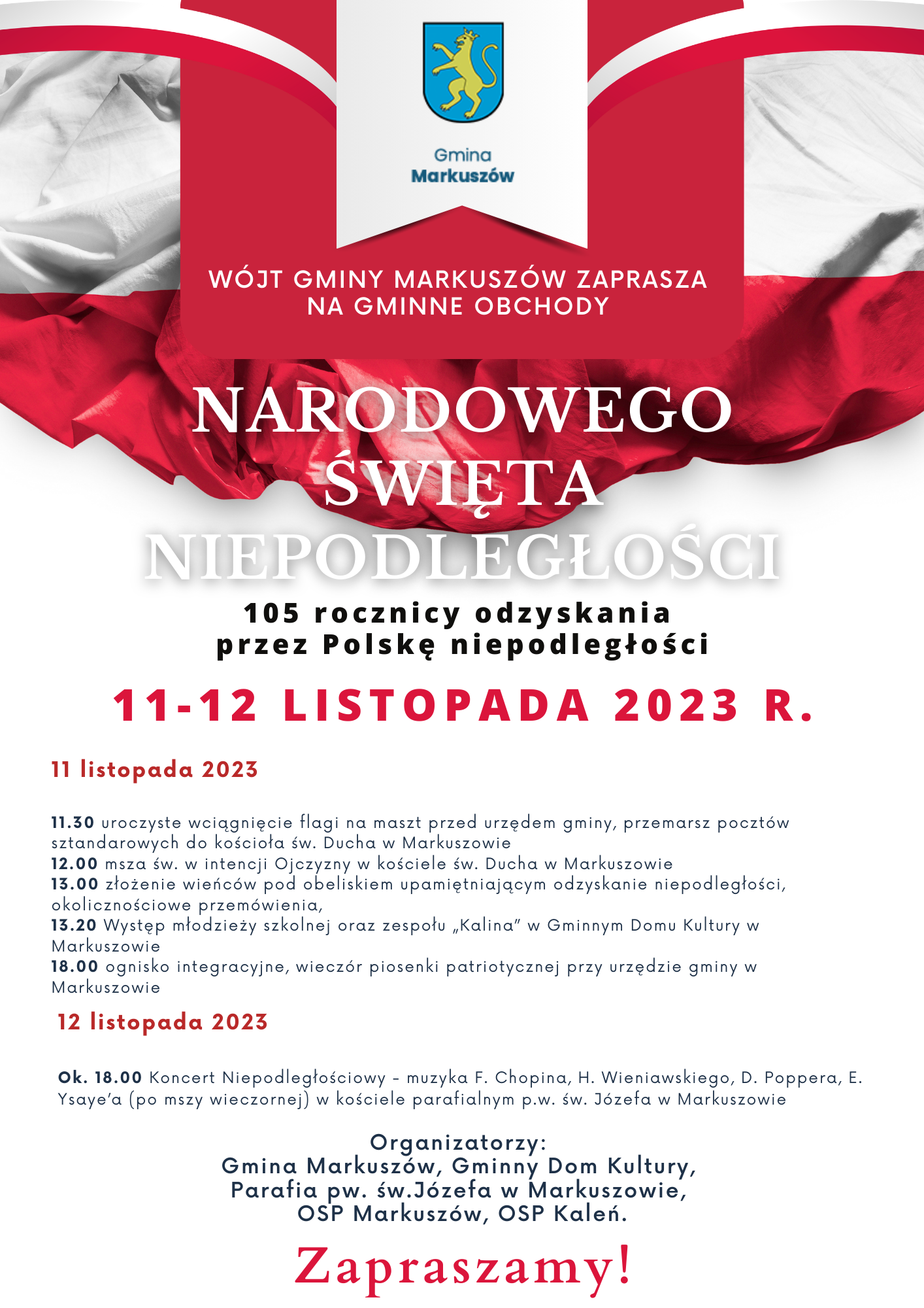 Uroczystości patriotyczne z okazji Święta Niepodległości w Markuszowie