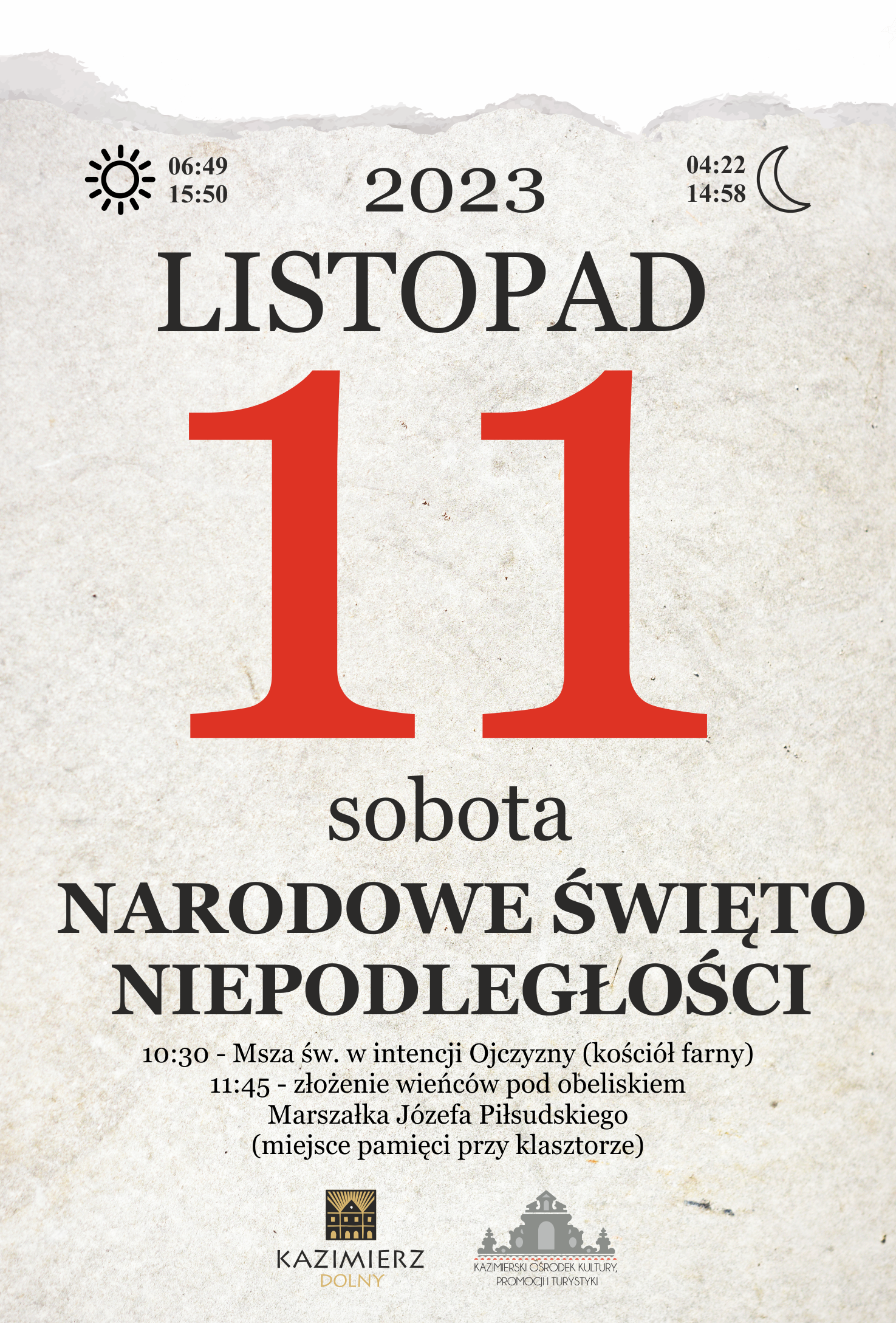 Uroczystości patriotyczne z okazji Święta Niepodległości w Kazimierzu Dolnym