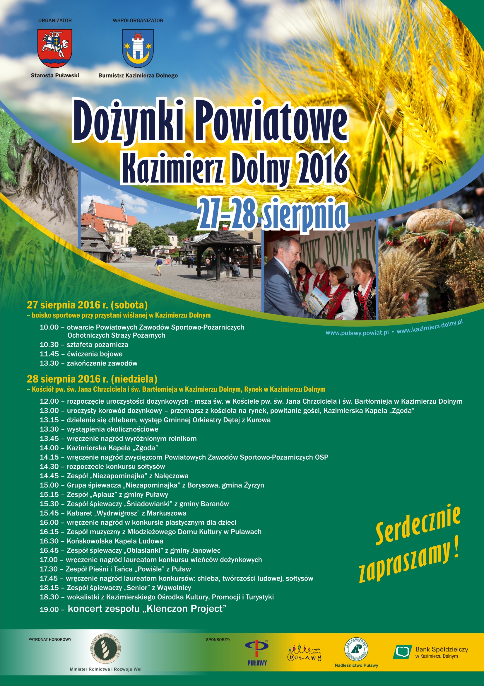 Zaproszenie na Dożynki Powiatowe Kazimierz Dolny 2016