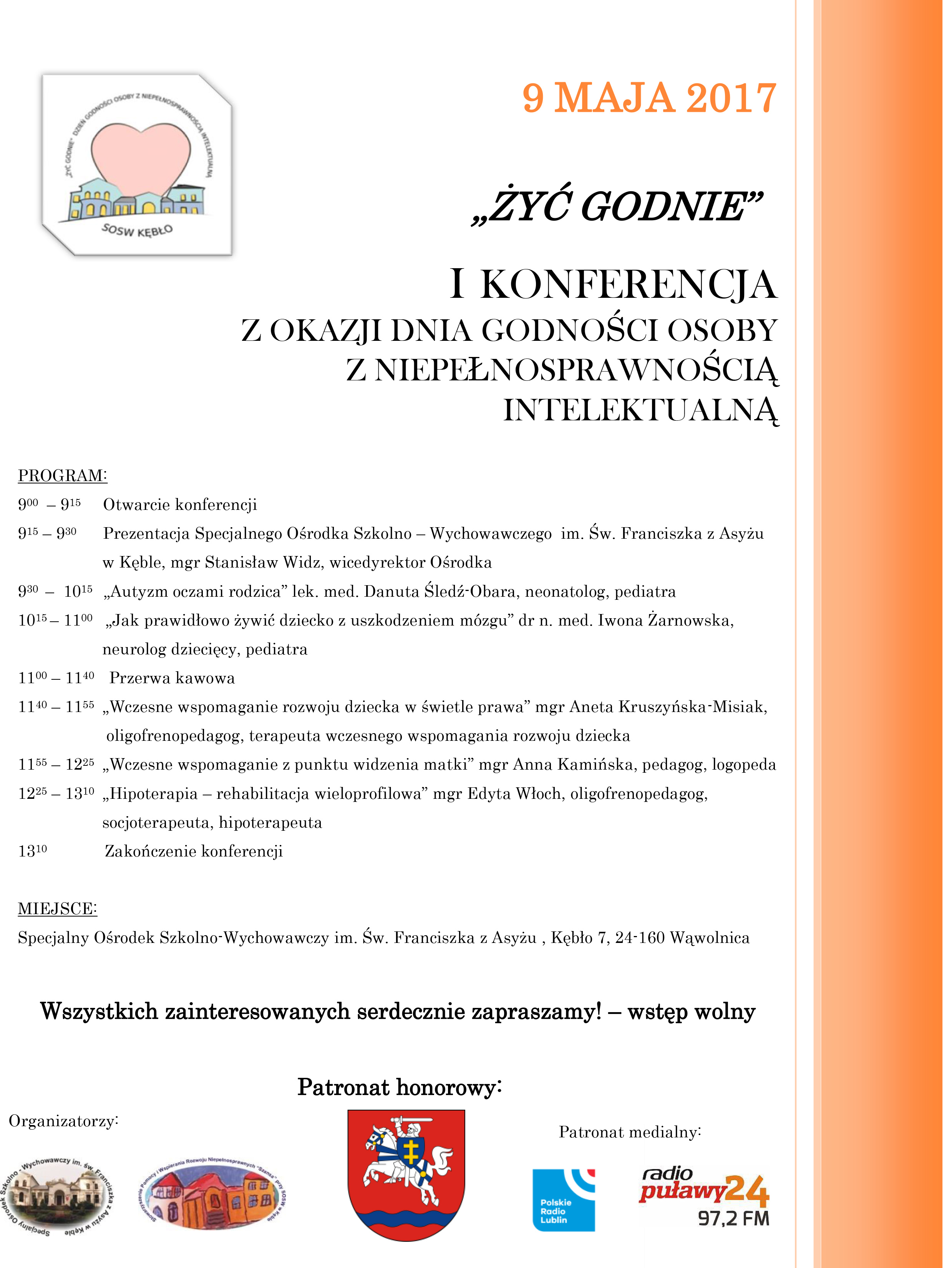 I Konferencja z okazji Dnia godności osoby z  niepełnosprawnością intelektualną 