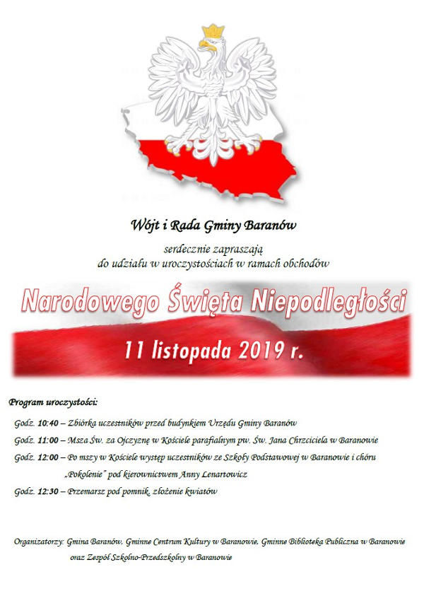 Program Narodowego Święta Niepodległości w Baranowie