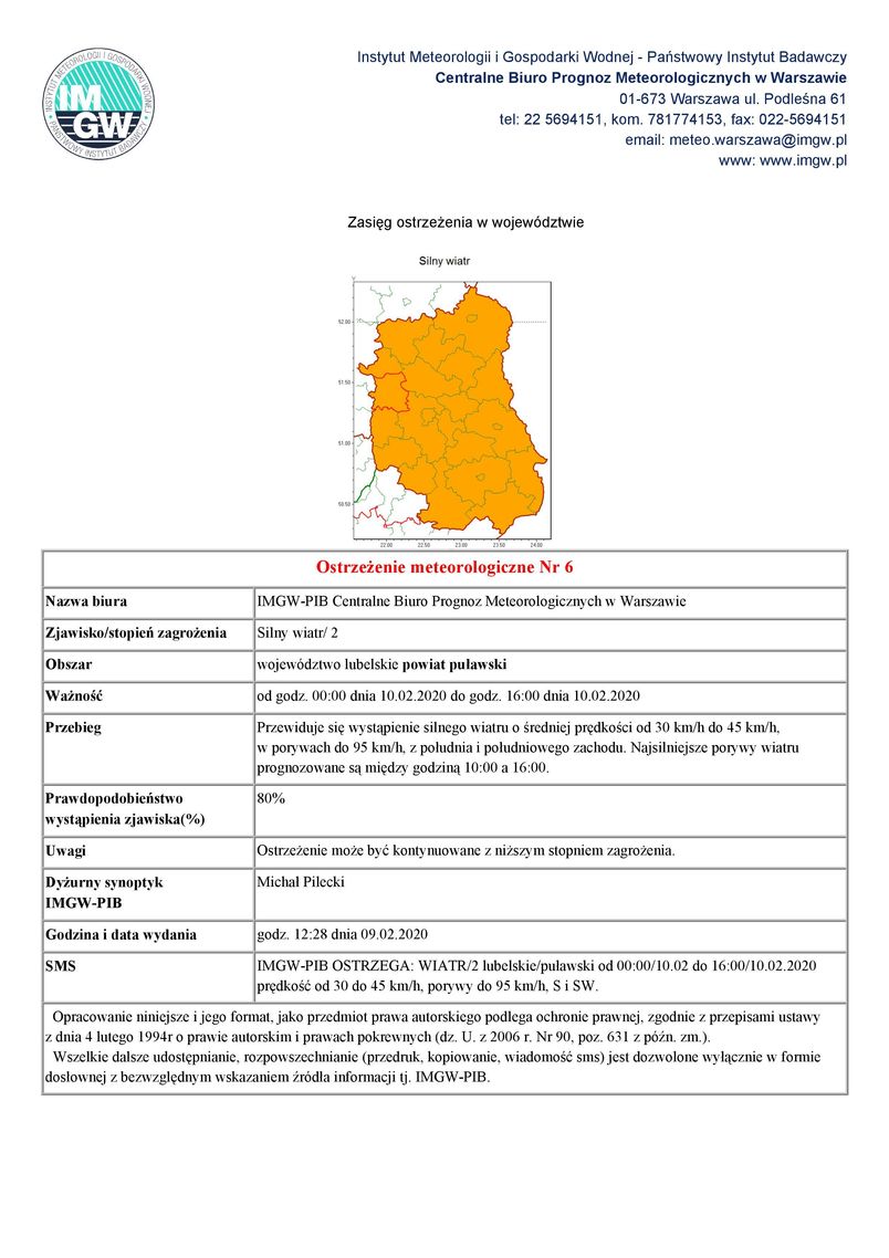 Plik jpg - Ostrzeżenie meteorologiczne Nr 6