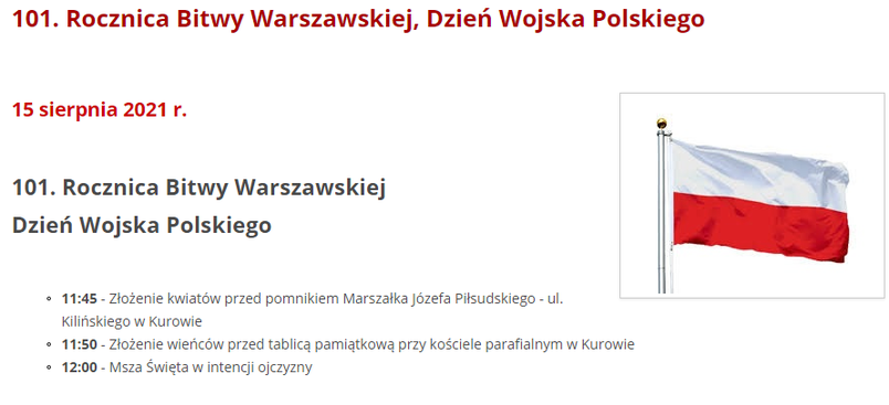 uroczystości patriotyczne 15 sierpnia 2021