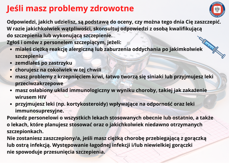 jeśli masz problemy zdrowotne