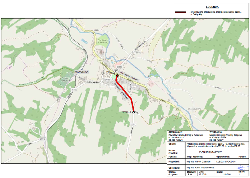 Plan przebudowy drogi w Wąwolnicy