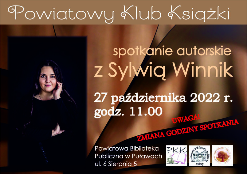 Serdecznie zapraszamy na październikowe spotkanie Powiatowego Klubu Książki. Tym razem naszym gościem będzie Sylwia Winnik. 27 października 2022 r. o godz. 12.00 w Powiatowej Bibliotece Publicznej (ul. 6 Sierpnia 5) autorka między innymi książek „Dziewczęta z Auschwitz” i „Dzieci z Pawiaka” przybliży nam kulisy swojej pracy reporterskiej i opowie nam o fascynacji historią i literaturą wojenną. Serdecznie zapraszamy.