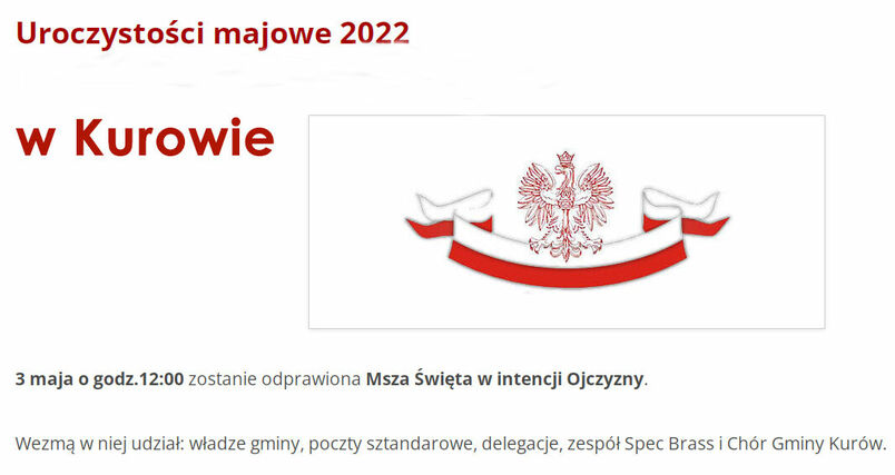 Uroczystości Święta Konstytucji 3 Maja w Kurowie