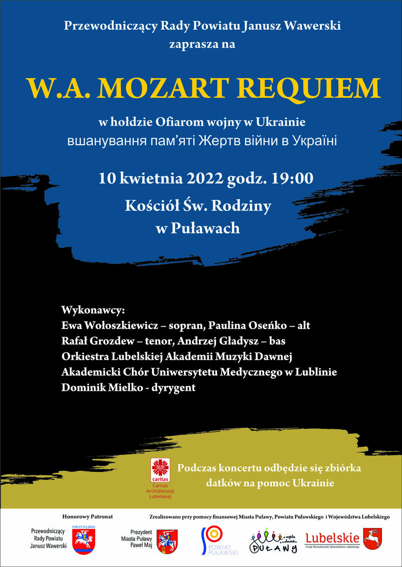 Koncert w Hołdzie Ukrainie 10 kwietnia 2022 roku Puławy Kościół św. Rodziny