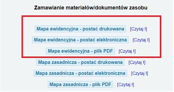 Po wyborze odpowiedniej opcji udostepnienia mapy ewidencyjnej należy uzupełnić wniosek i przesłać.