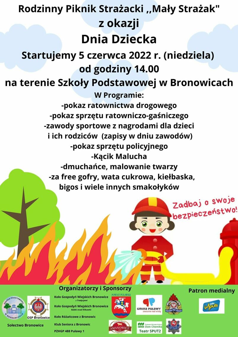 Serdecznie zapraszamy do udziału w Rodzinnym Pikniku Strażackim 