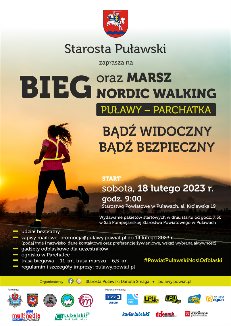 Bieg oraz marsz nordic walking 18 lutego 2023 roku start godz. 9:00