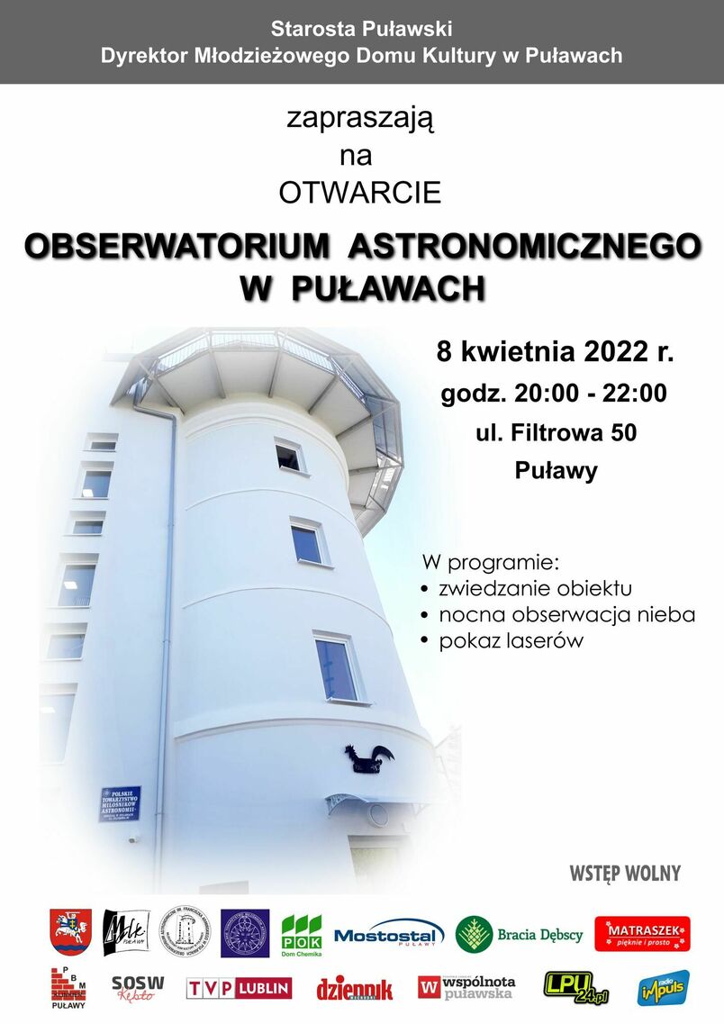 Zaproszenie na otwarcie Obserwatorium Astronomicznego w Puławach