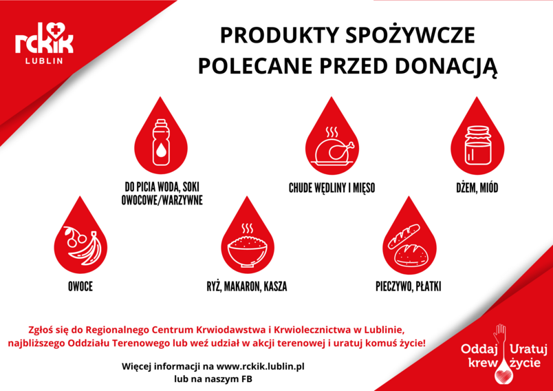 Produkty spożywcze zalecane przed donacją